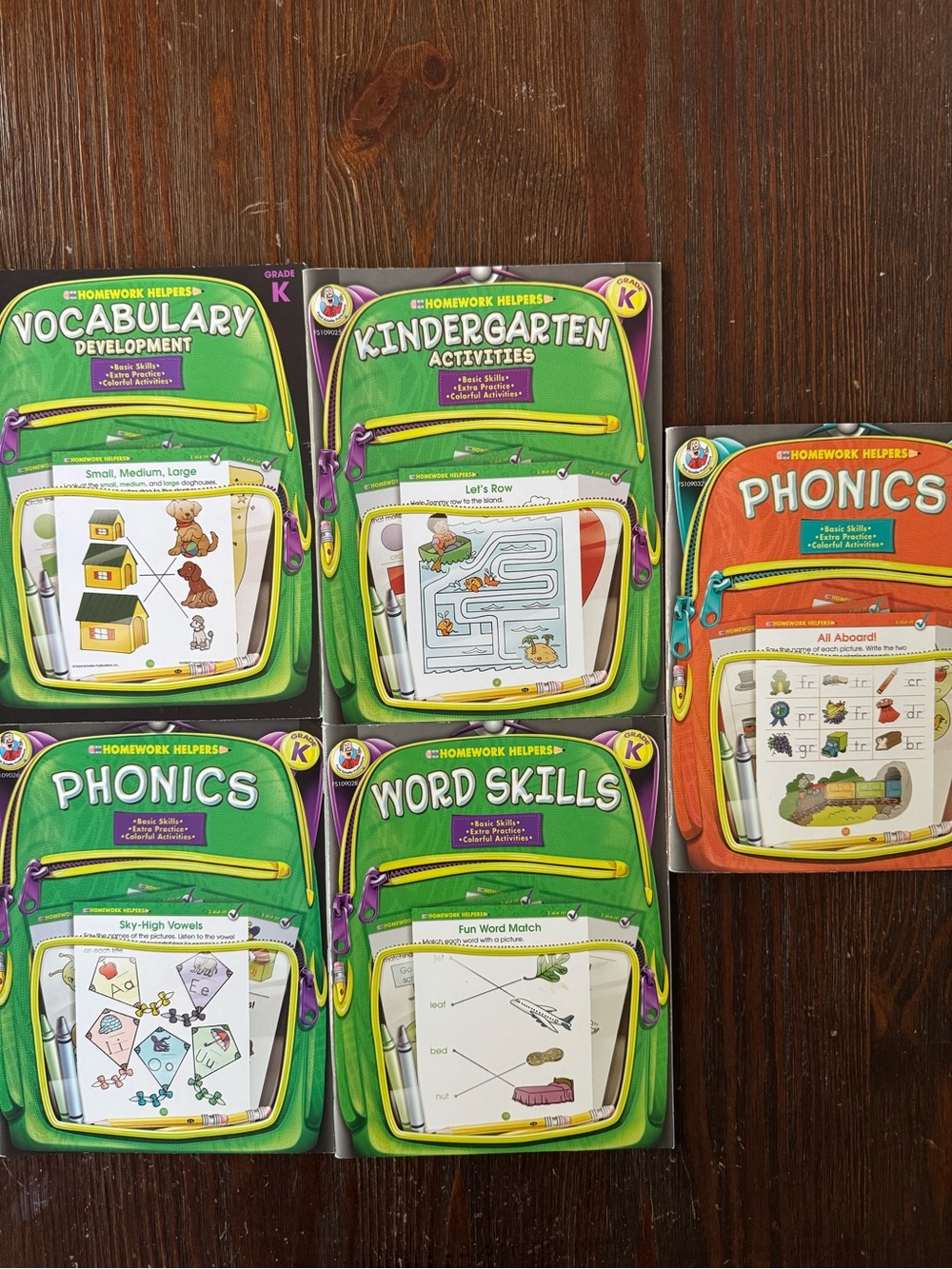 Set of 5 Homework Helpers workbooks Vocabulary Phonics Reading activity K 1st